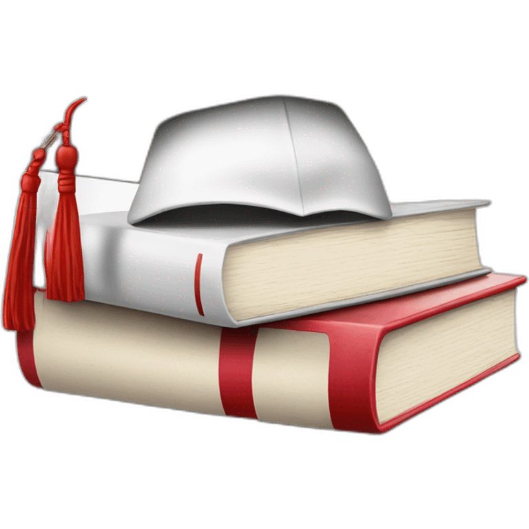 White Student cap with red medical cross On a stack of books emoji