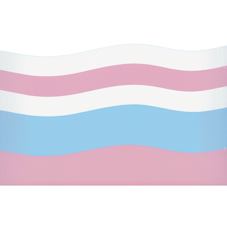 transgender pride flag with five horizontal stripes: light blue, pink, white, pink, and light blue emoji