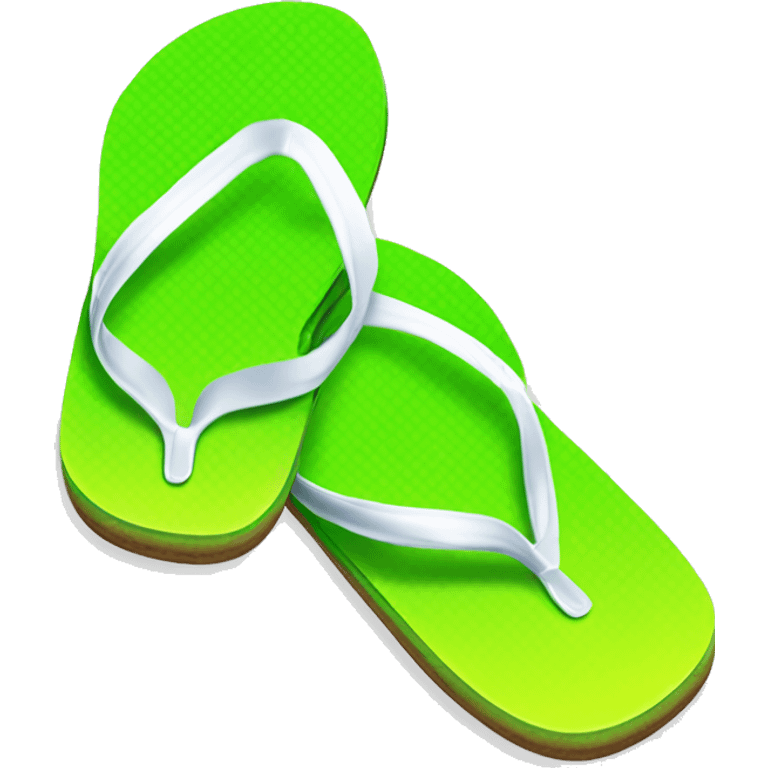 Realistic lime green gradient pair of summer flip flops isolated. emoji