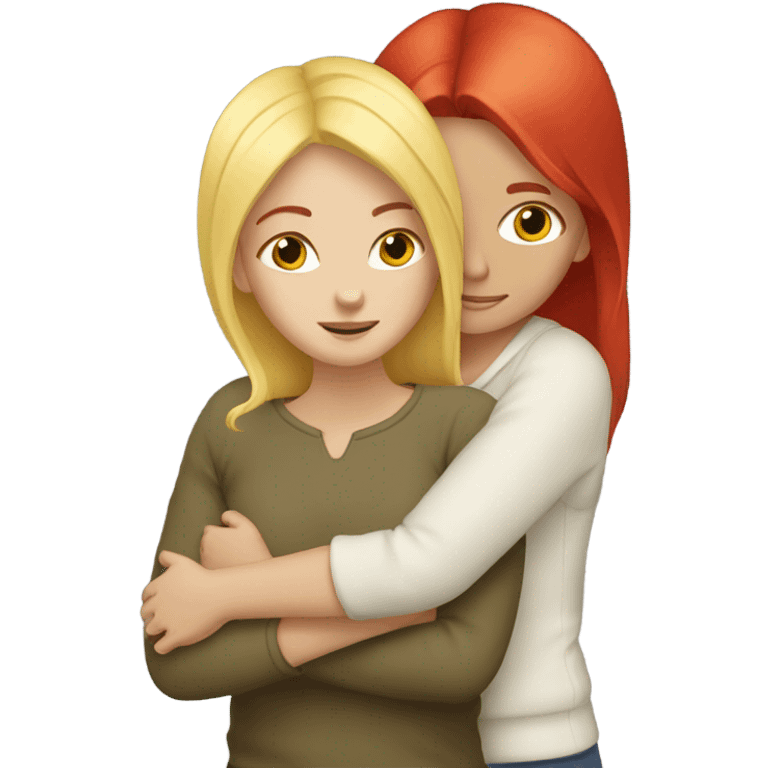 Blonde and red hair girls hugs emoji