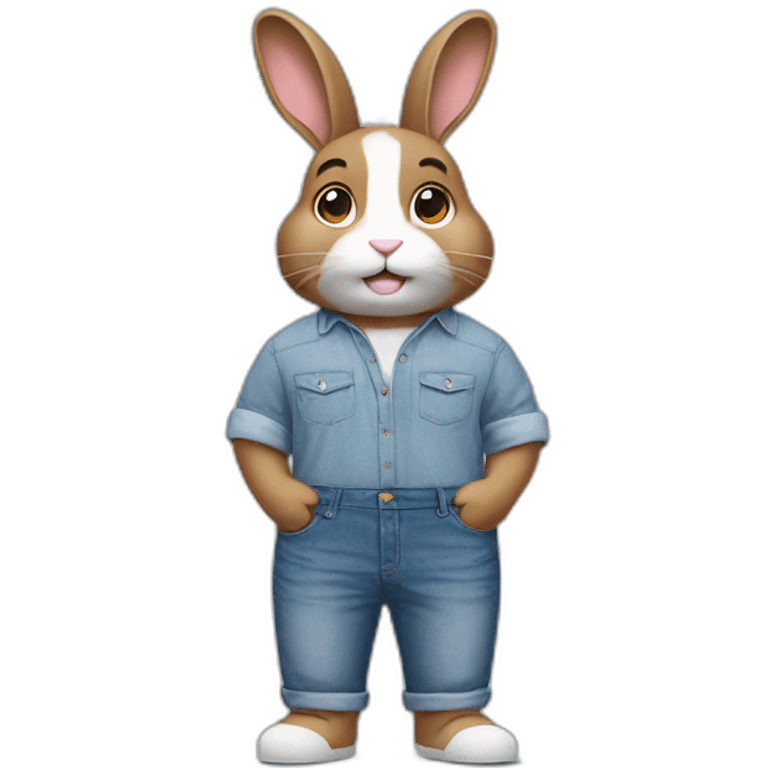 male bunny with airpods, jeans and oversize shirt  emoji