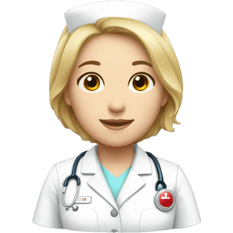 nurse in white uniform with back showing emoji