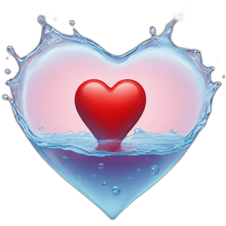 A red heart with water emoji