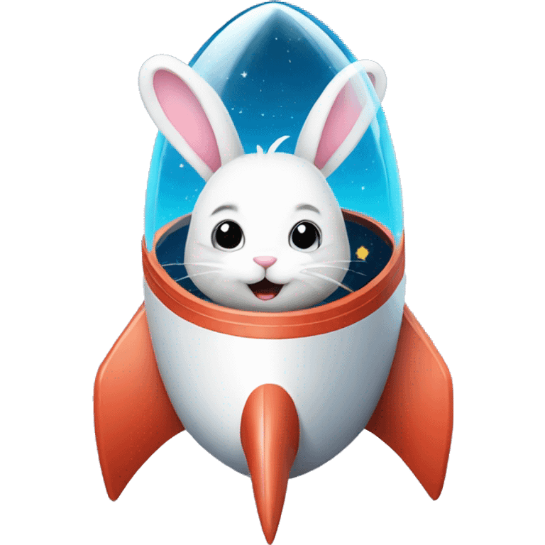 bunny in a space rocket emoji