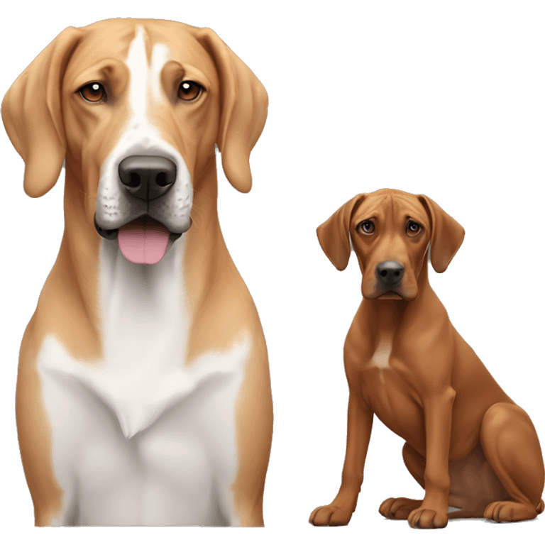 white male with long rainbow colored hair alongside a brown rhodesian ridgeback emoji