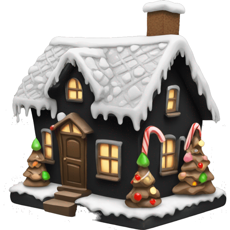 Cosy black gingerbread house  emoji