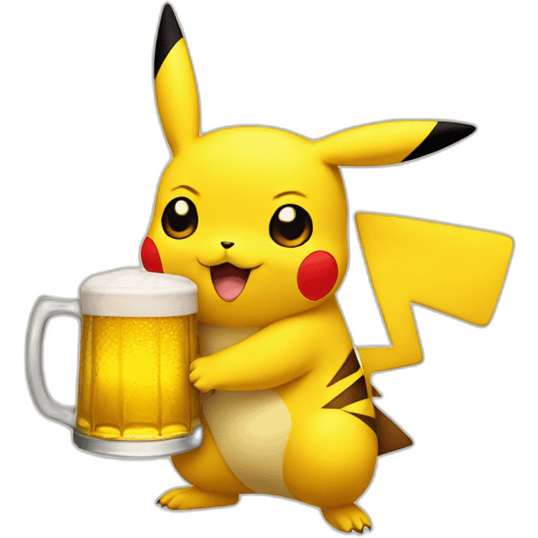 pikachu drinking a beer emoji