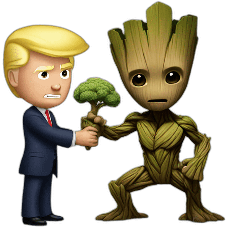 Trump spars with groot emoji