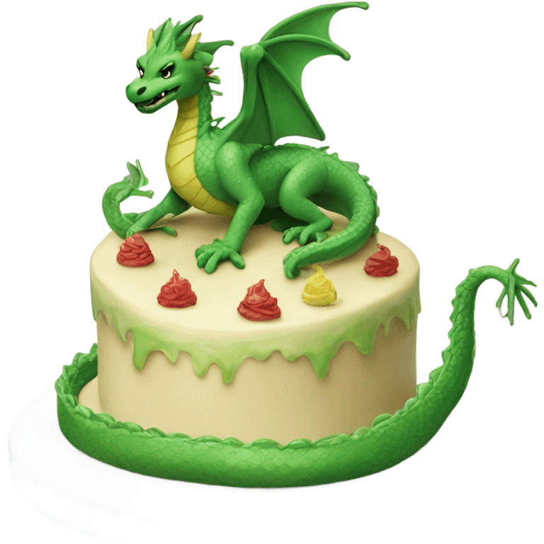 Cake with a green dragon emoji