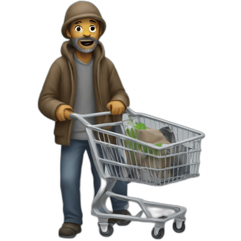 homeless man with trolley emoji