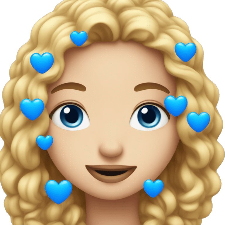 Love face with blue hearts emoji