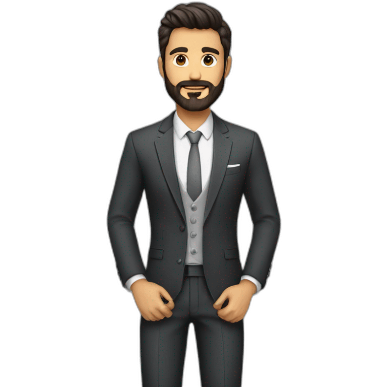 Hombre cuerpo completo traje joven barba moreno emoji