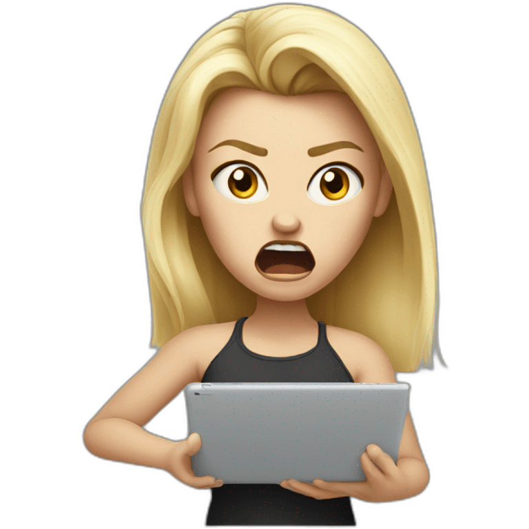 Blondie being angry and mad and having an iPad emoji