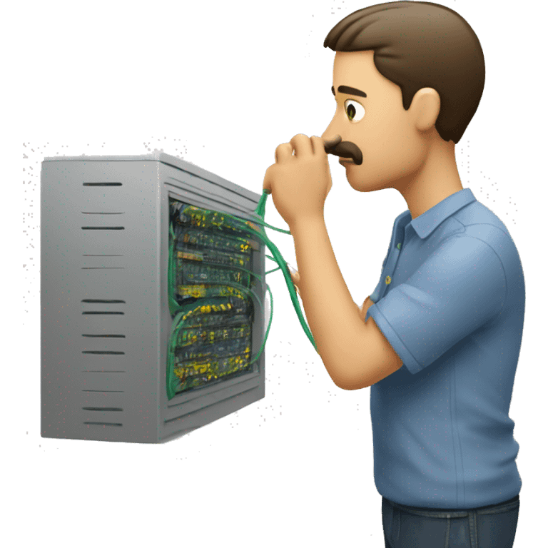 a man sniffing an ethernet wire emoji