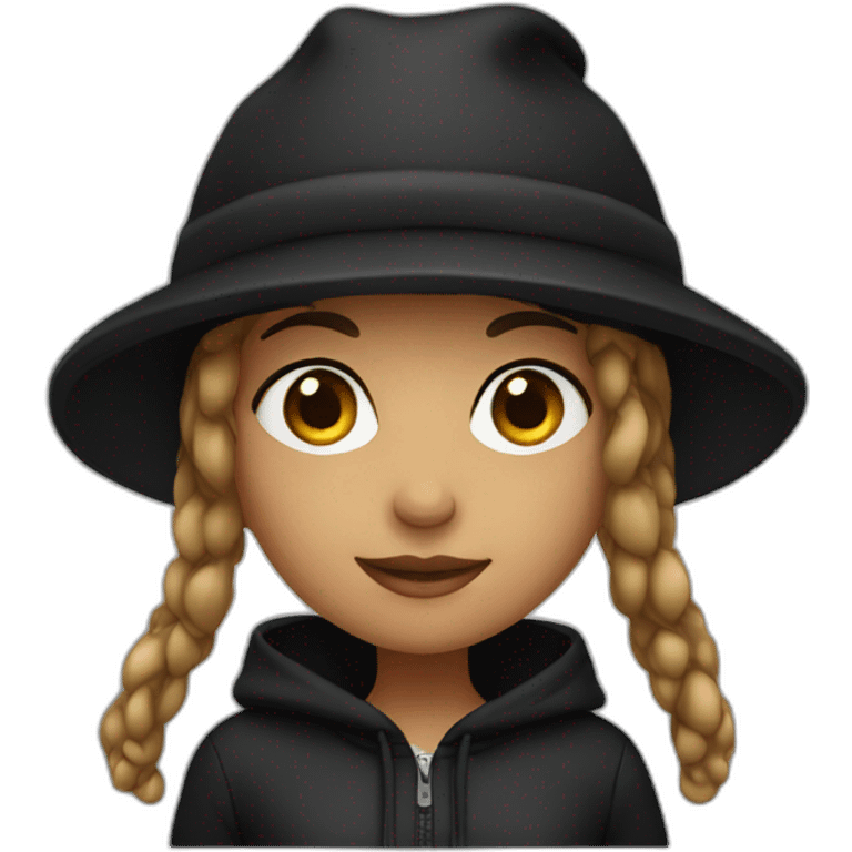 A girl with black hoodie and hat emoji