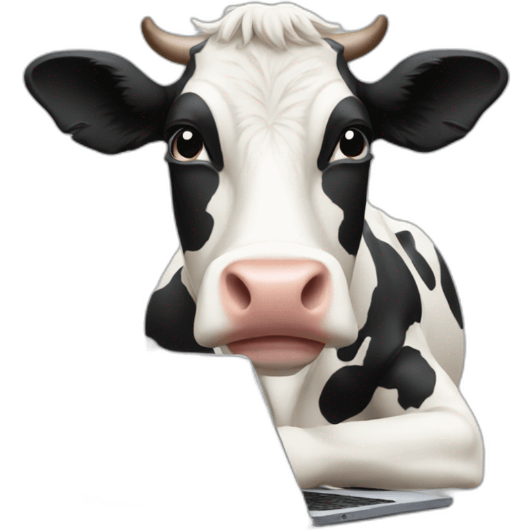 Cow looking at a laptop emoji