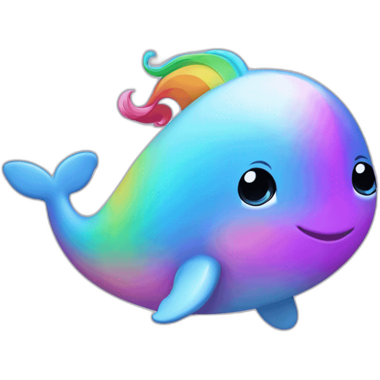 cute rounded rainbow unicorn whale emoji