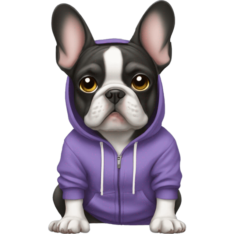 Frenchie wearing hoodie emoji