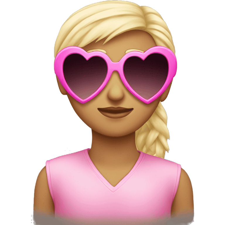 Pink heart shaped sunglasses  emoji