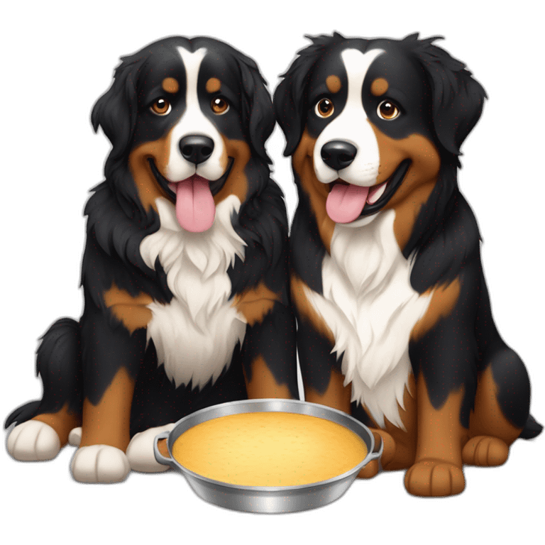 swiss fondue and bernese mountain dog emoji