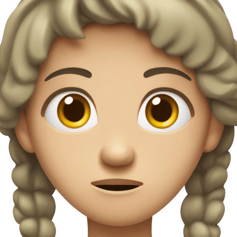 Emoji of a person with short, disheveled dark brown hair, wide, fearful brown eyes, pale olive skin, and a terrified expression.  exaggerated features to emphasize extreme stress. emoji