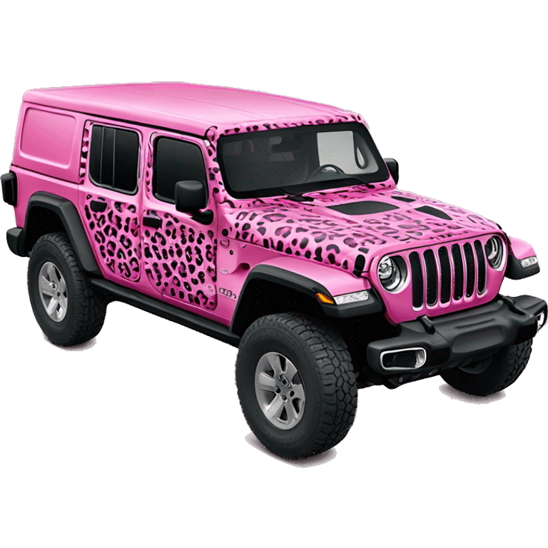 Realistic pink leopard print pattern Jeep Gladiator truck. emoji