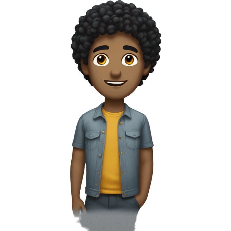 Guy with black curly hair  emoji