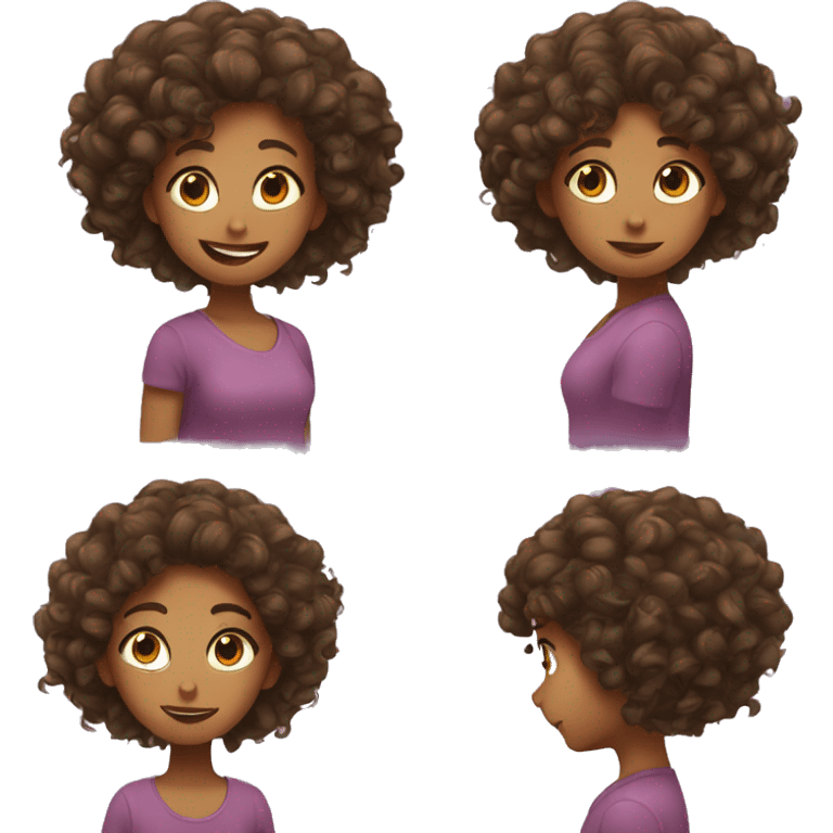 Girl with curly hair doing a hair flip emoji