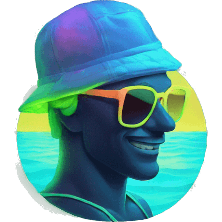 beach bum glowing neon elements emoji