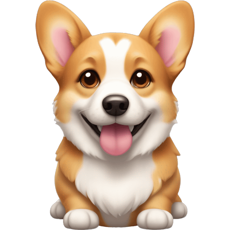 cute corgi with hearts and red cheeks emoji