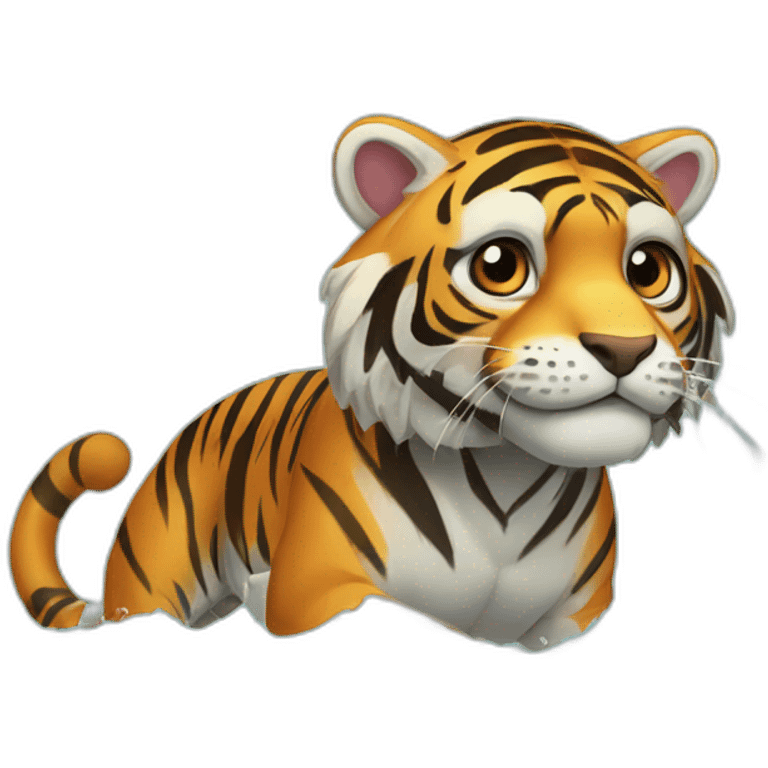 Tigre feroz en el mar emoji