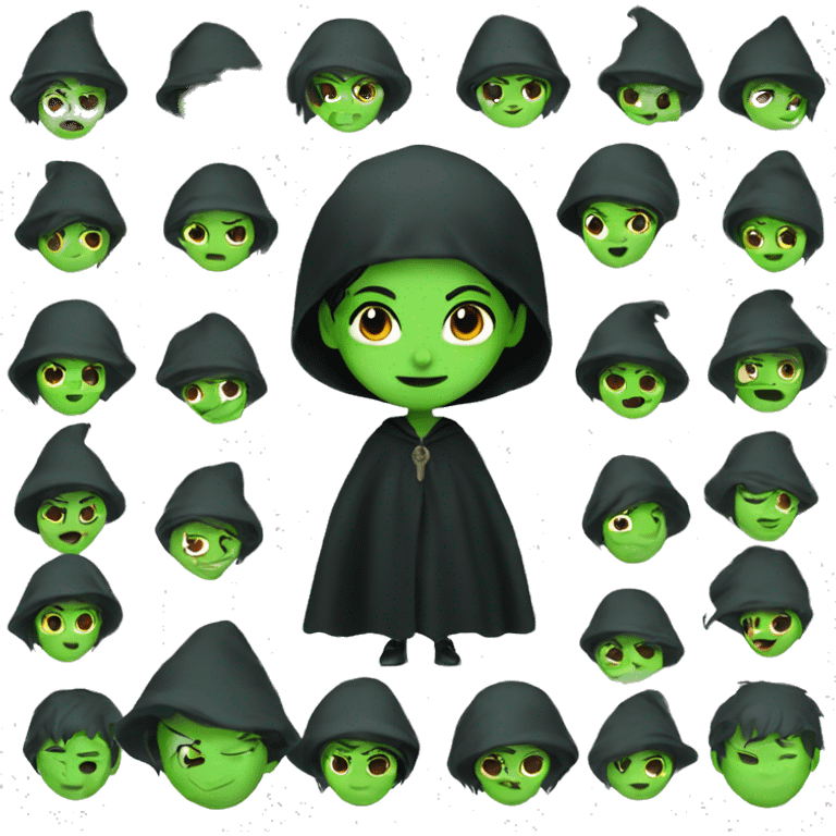 Green witch with black hair emoji