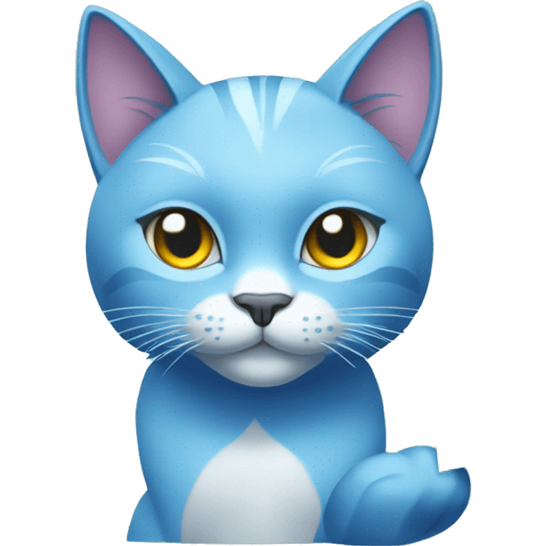 blue cat with money and crystalls emoji