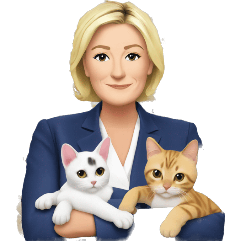 Marine Le Pen avec ses chats emoji