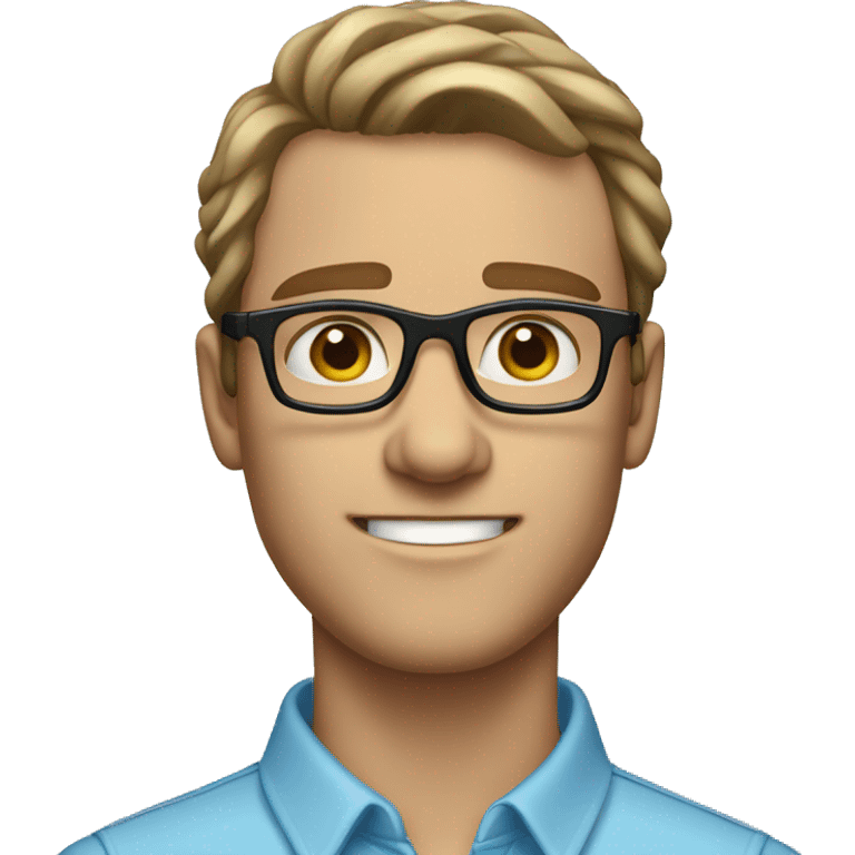 tall white man with wavy short brunette hair and light blue eyes wearing glasses emoji