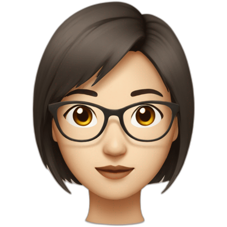 26 year old asian woman rounded face short straight dark hair and brown rectangle glasses emoji