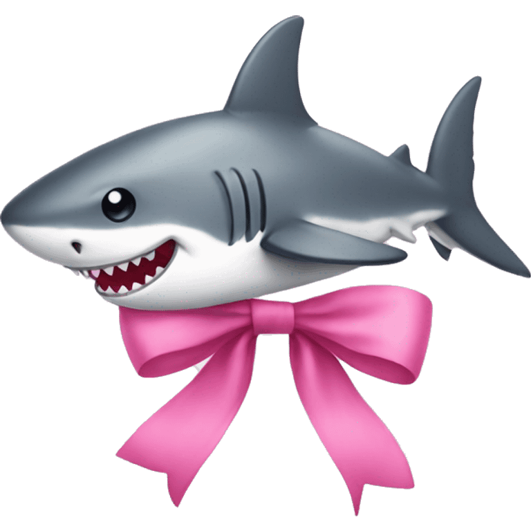 pink bow on cute shark emoji