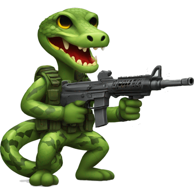 Snake with machine gun emoji