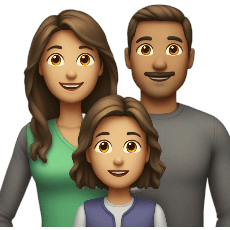  family, with man with short hair, woman with long hair, 12 year old boy and 5 year old girl emoji