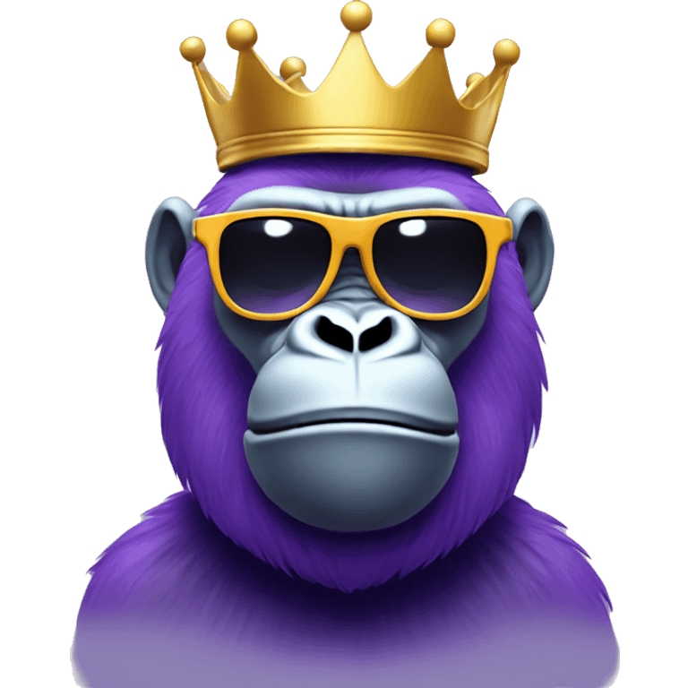 purple gorilla with crown and sunglasses emoji