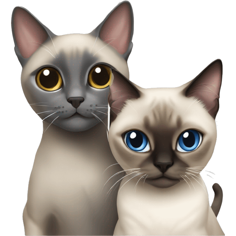 Siamese cat playing with a British gray cat emoji