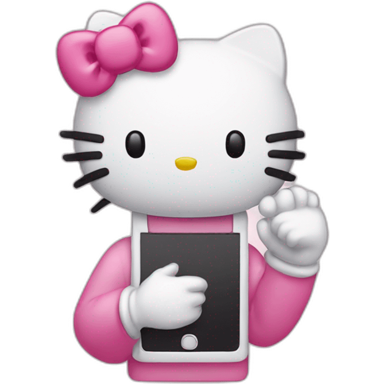 Hello kitty on phone emoji