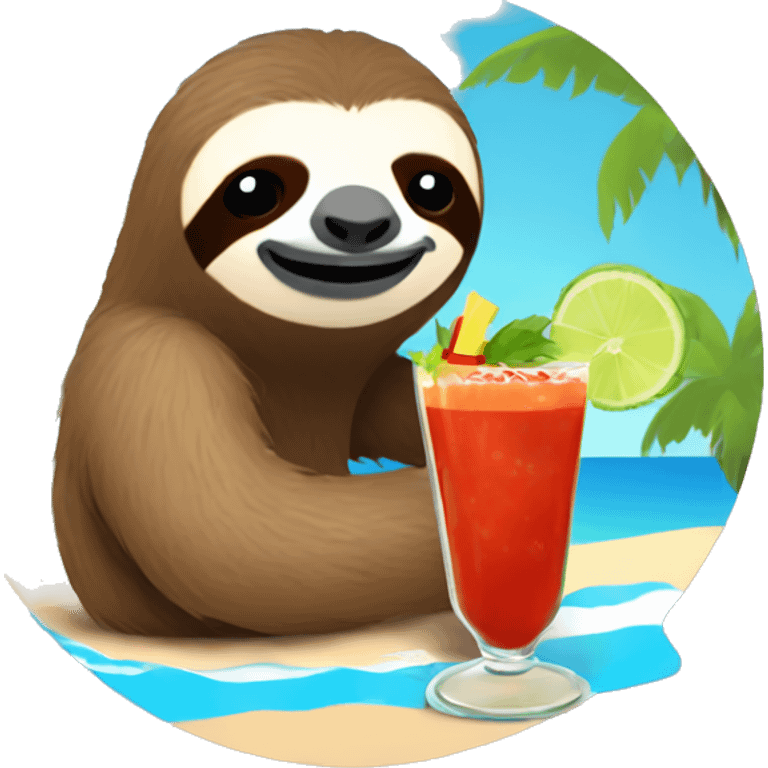 Sloth on a beach drinking a Bloody Mary  emoji