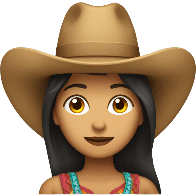 mujer morena con sombrero vaquero emoji