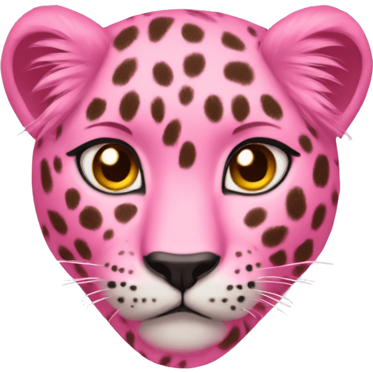 A pink leopard with golden eyes and fur emoji