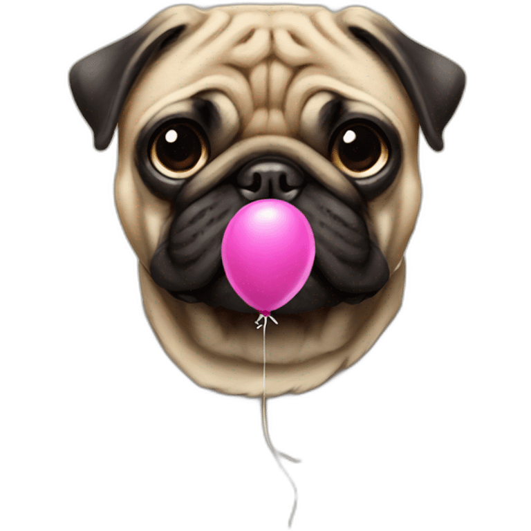 balloon tied to pug emoji