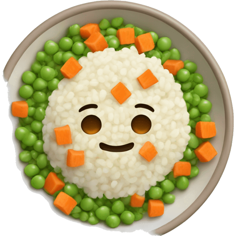 risotto with peas and carrot cubes emoji