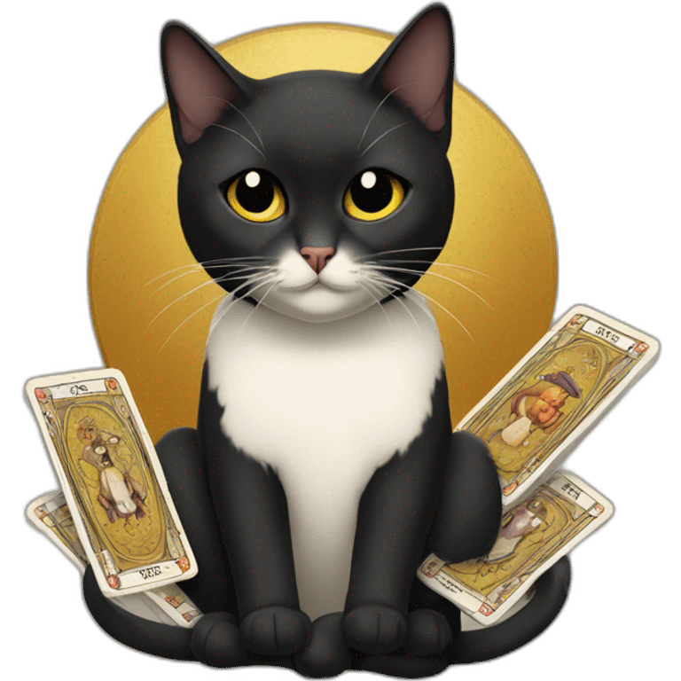 Gato negro con cartas de tarot  emoji