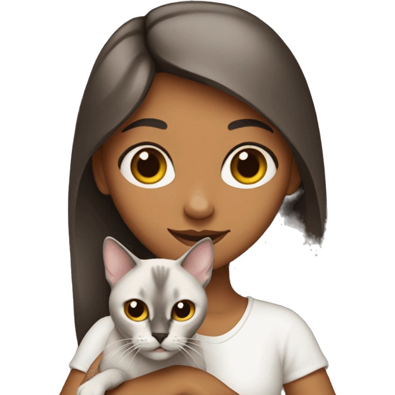 Girl holding Siamese cat emoji