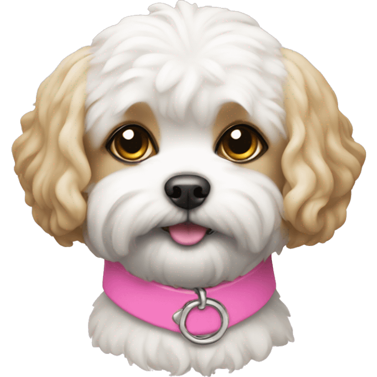 Shichon dog with pink collar  emoji